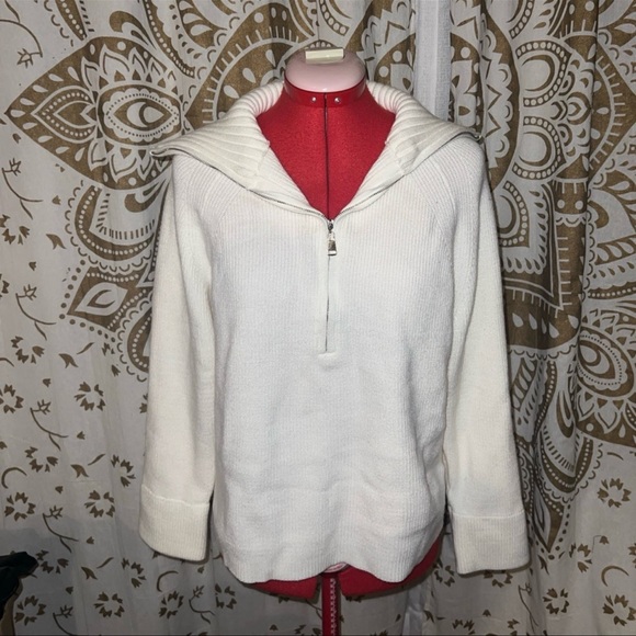 NWT white half zip pullover sweater - Picture 6 of 9